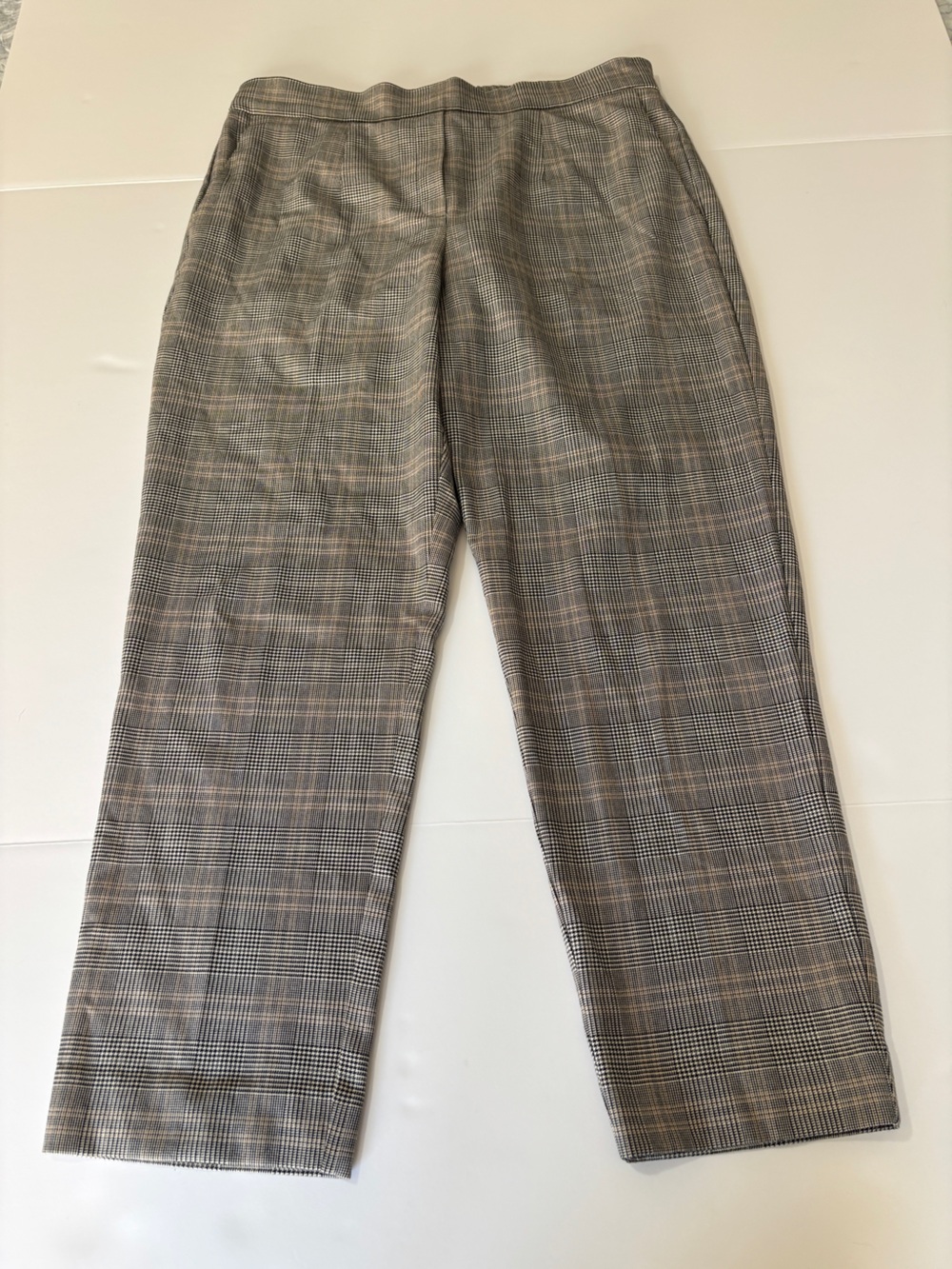 Babaton Aritzia Conan Pant Glen Plaid Gray Tan Pull-On Lined Trousers - Size 10